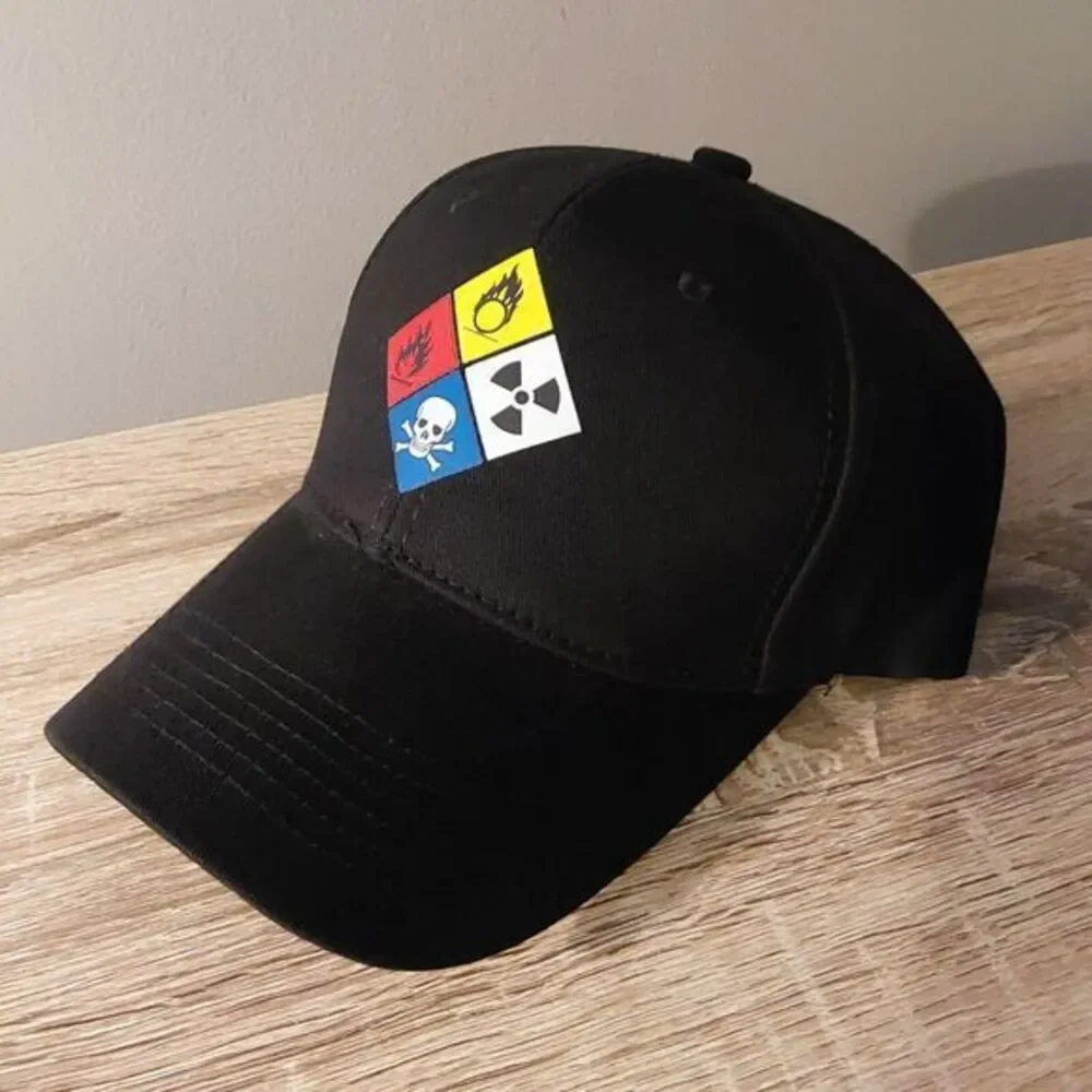 NEW Poison, Radioactive‎ Warning Symbol Black Adjustable Baseball Dad hat Zombie